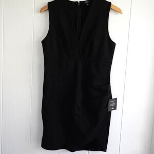 NWT Lulus Dress Womens Large Black Wrap Cocktail Sheath Sleeveless LBD Formal